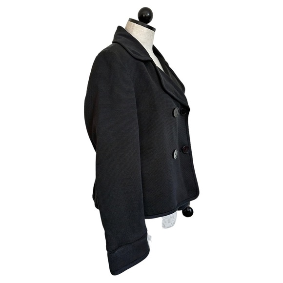 Talbots Black Pea Coat Double Breasted Textured Ridged Fully Lined Size 14 - Picture 6 of 14